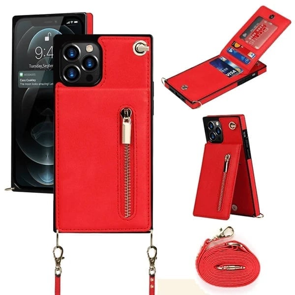 Housse iPhone en cuir avec porte-cartes zippé – Élégante, pratique et sécurisée