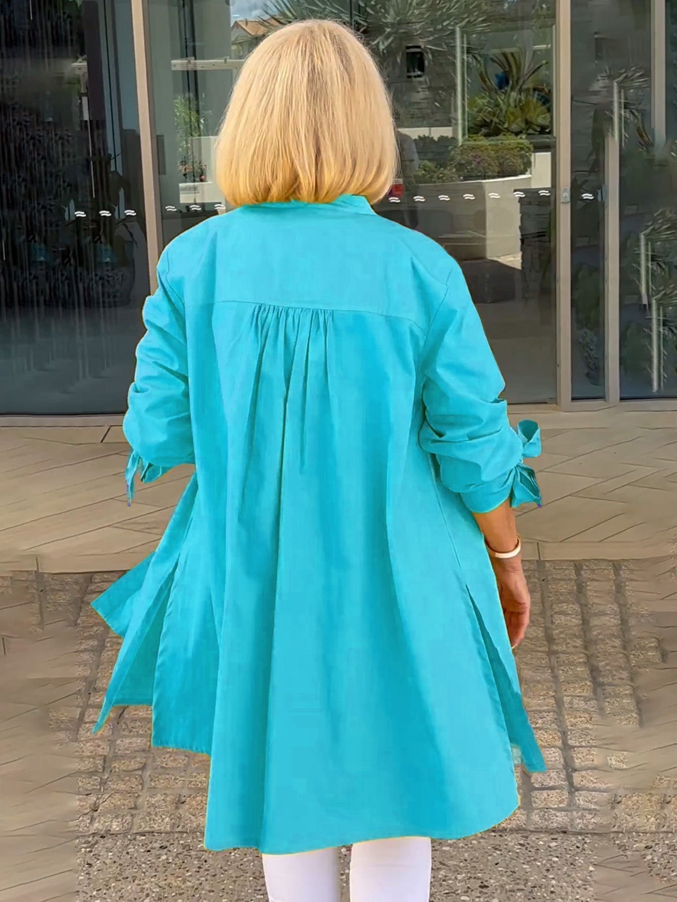 Veste Chemise Longue Femme en Coton Boutonnée Élégante