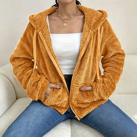 Veste polaire femme à capuche et fermeture zippée