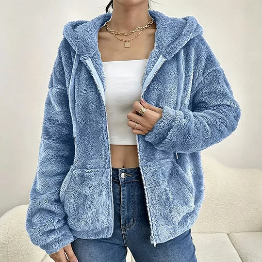 Veste polaire femme à capuche et fermeture zippée