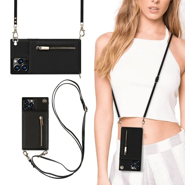 Housse iPhone en cuir avec porte-cartes zippé – Élégante, pratique et sécurisée