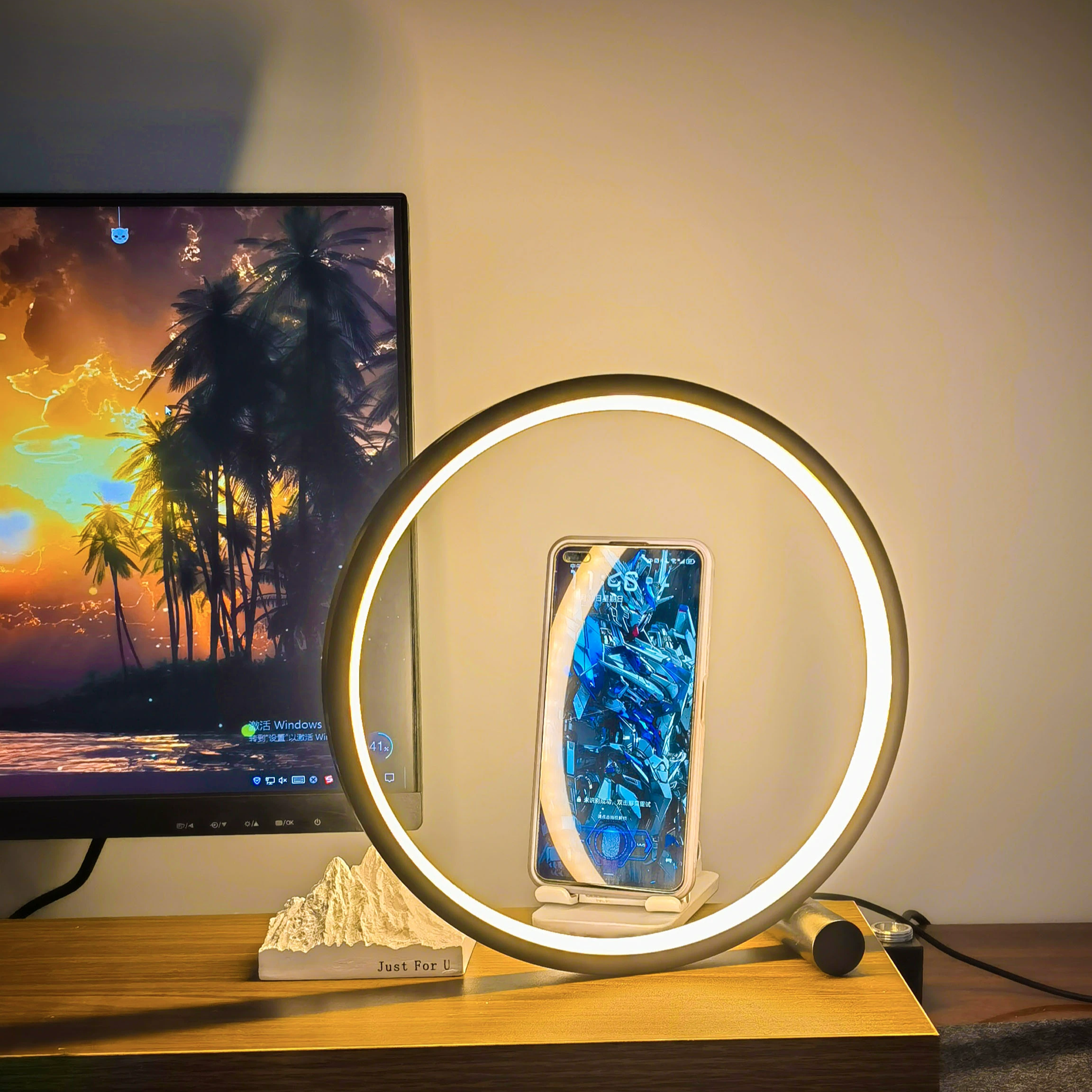 Lampe de chevet LED design halo – Lampe d’ambiance moderne intensité réglable