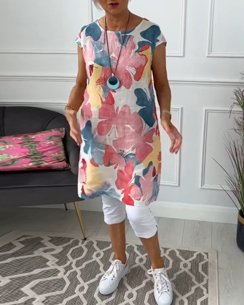 Robe Femme Fluide Imprimée Verte Style Estival Décontracté