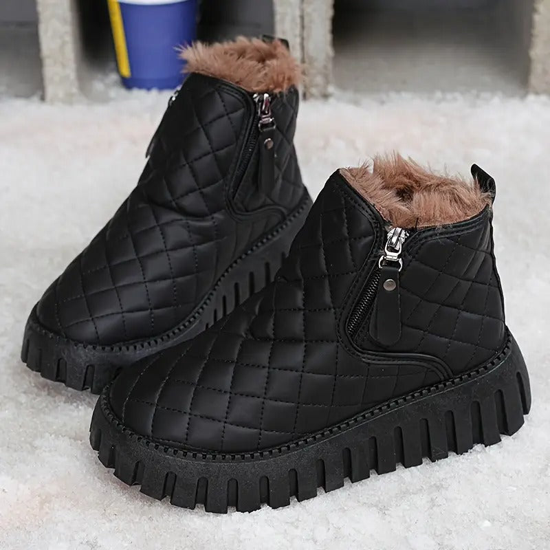 Bottes d’Hiver Femme en Cuir – Confort et Stabilité