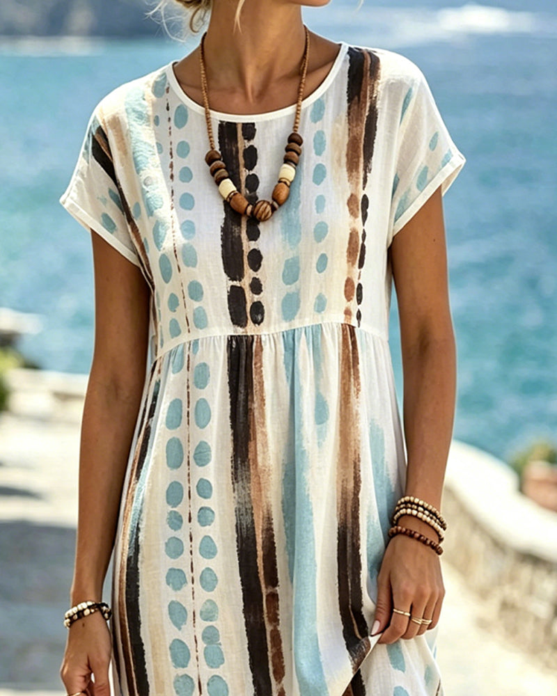 Robe femme à imprimé aquarelle et motifs artistiques