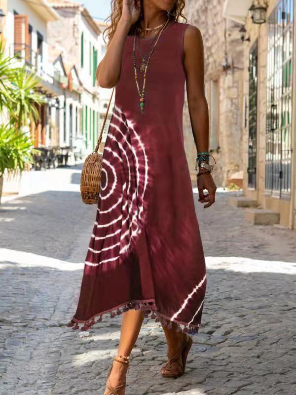 Robe Midi Femme Sans Manches Imprimée pour Été Confortable et Chic