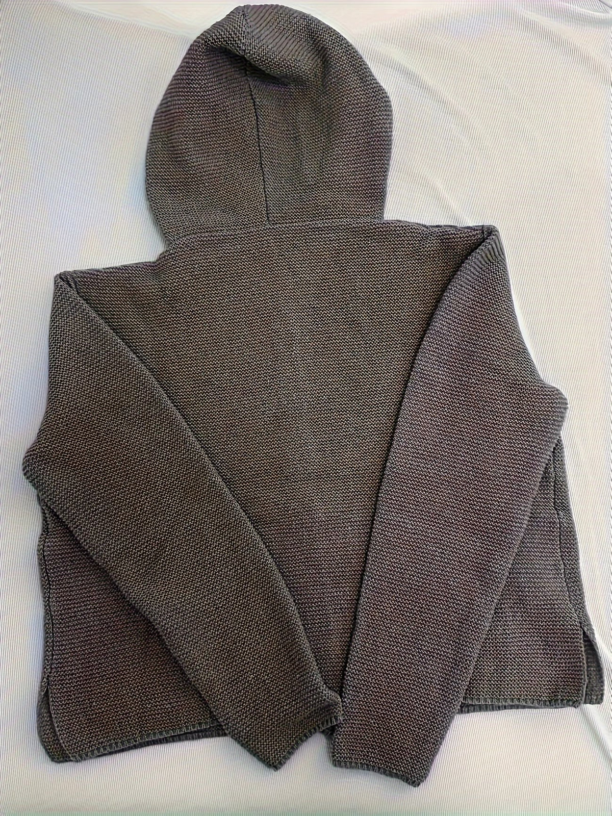 Cardigan femme en grosse maille à capuche et boutons