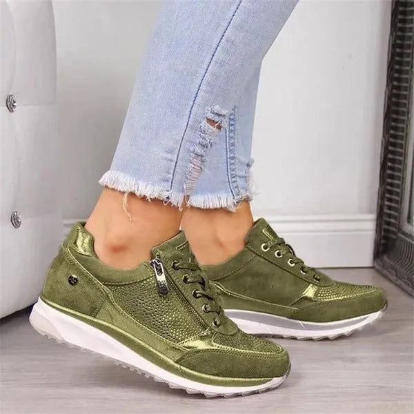 Baskets femme confort avec zip latéral
