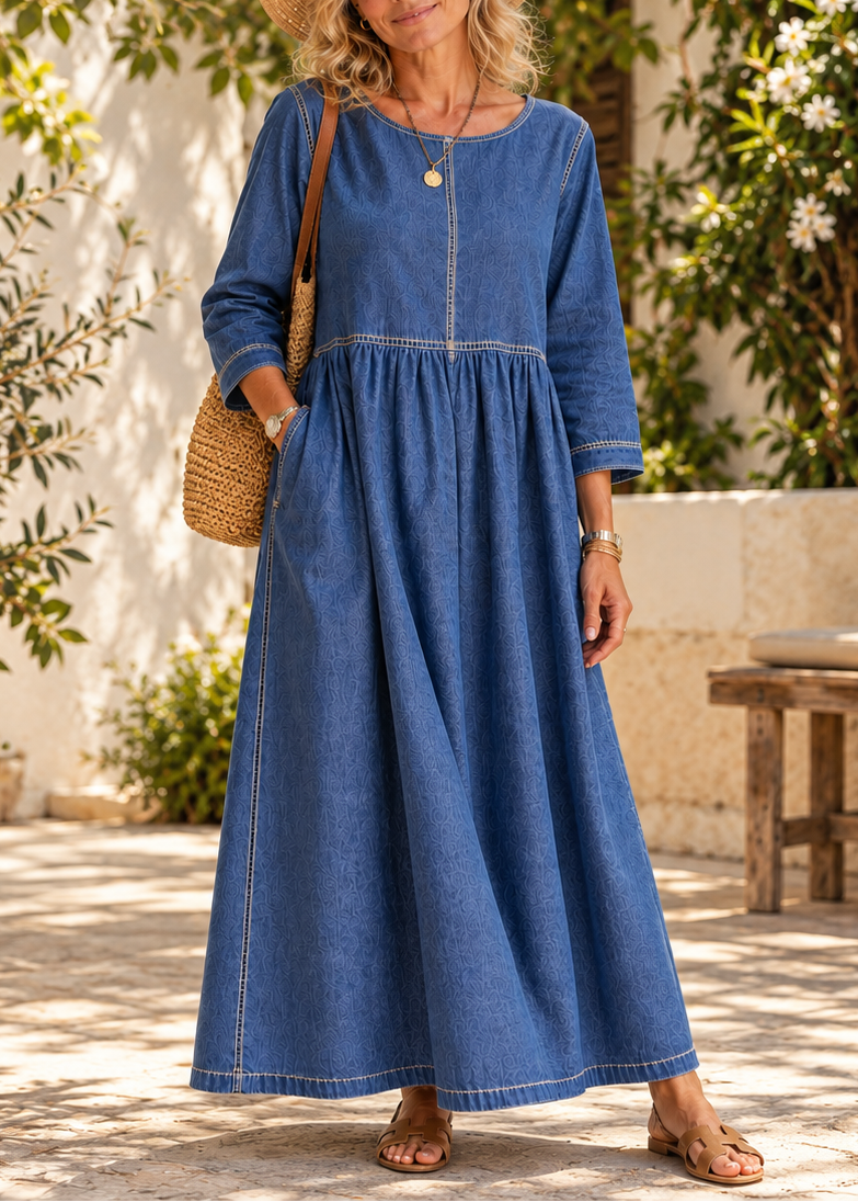 Robe midi femme en denim vintage