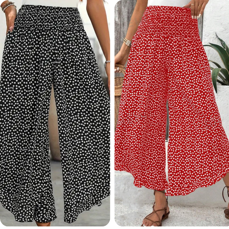 Pantalon Femme Fluide Taille Haute Jambes Larges Coupe Élégante Décontractée