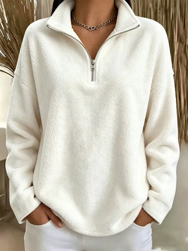 Sweat polaire femme demi-zip confortable