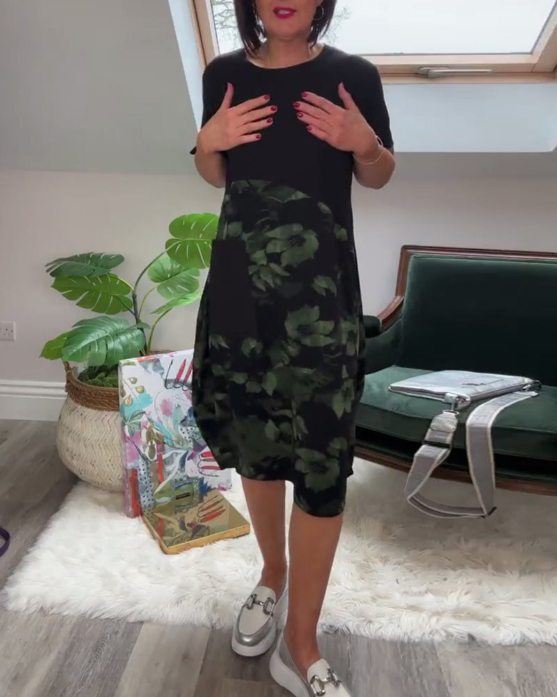 Robe Femme Décontractée Patchwork Floral Coupe Droite Confort