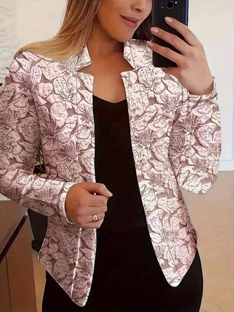 Blazer femme floral ouvert à col structuré