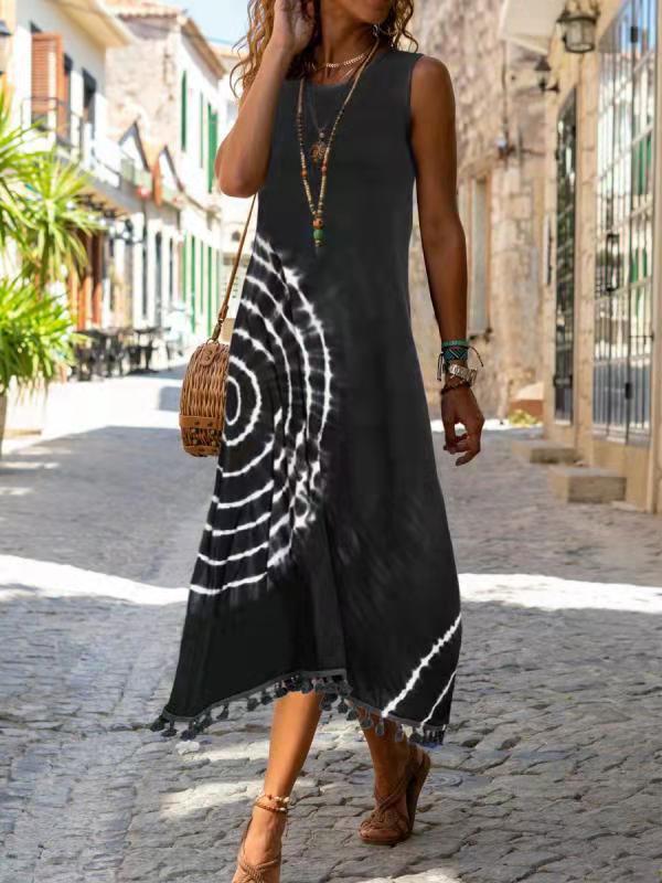 Robe Midi Femme Sans Manches Imprimée pour Été Confortable et Chic