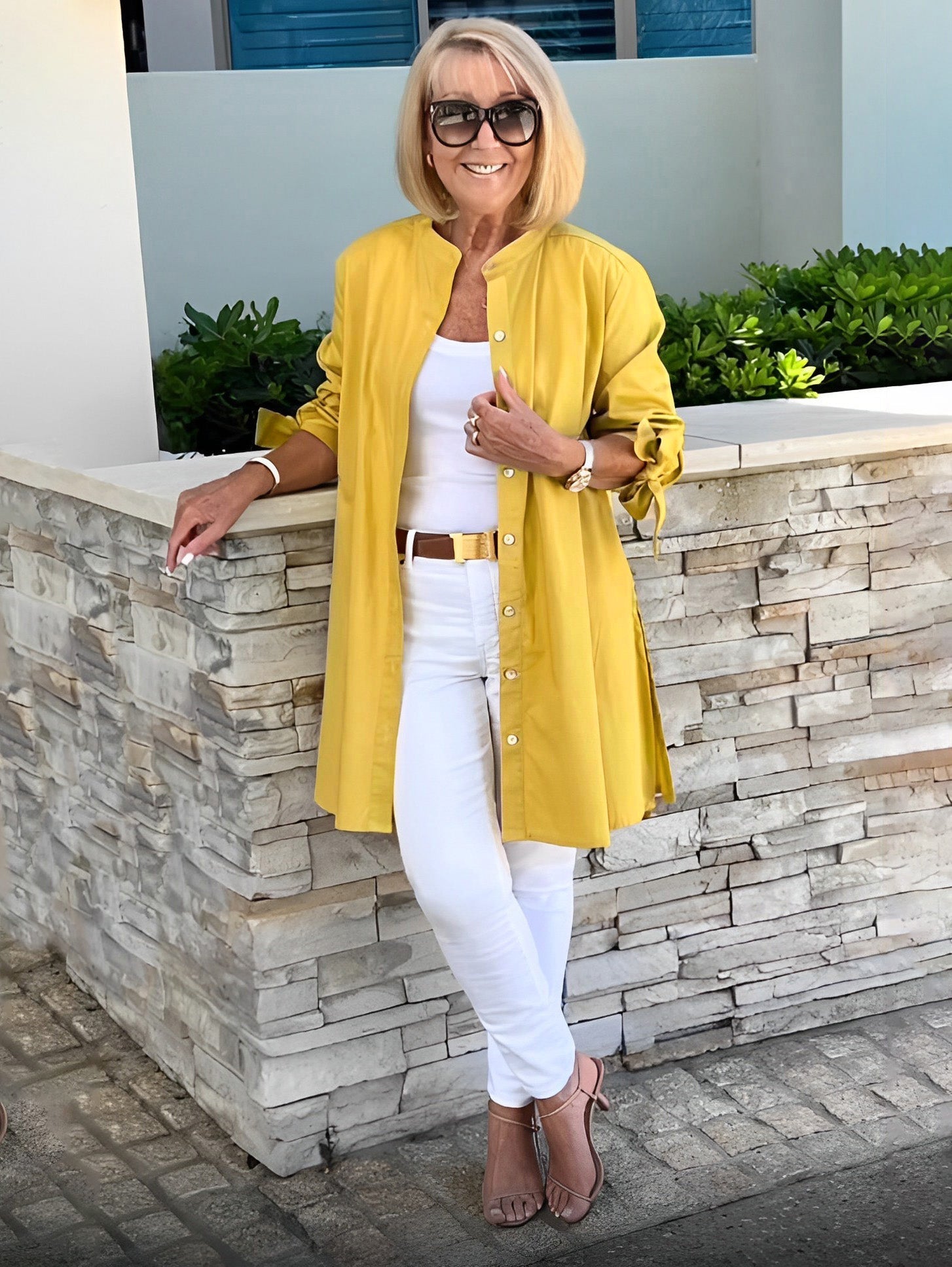 Veste Chemise Longue Femme en Coton Boutonnée Élégante