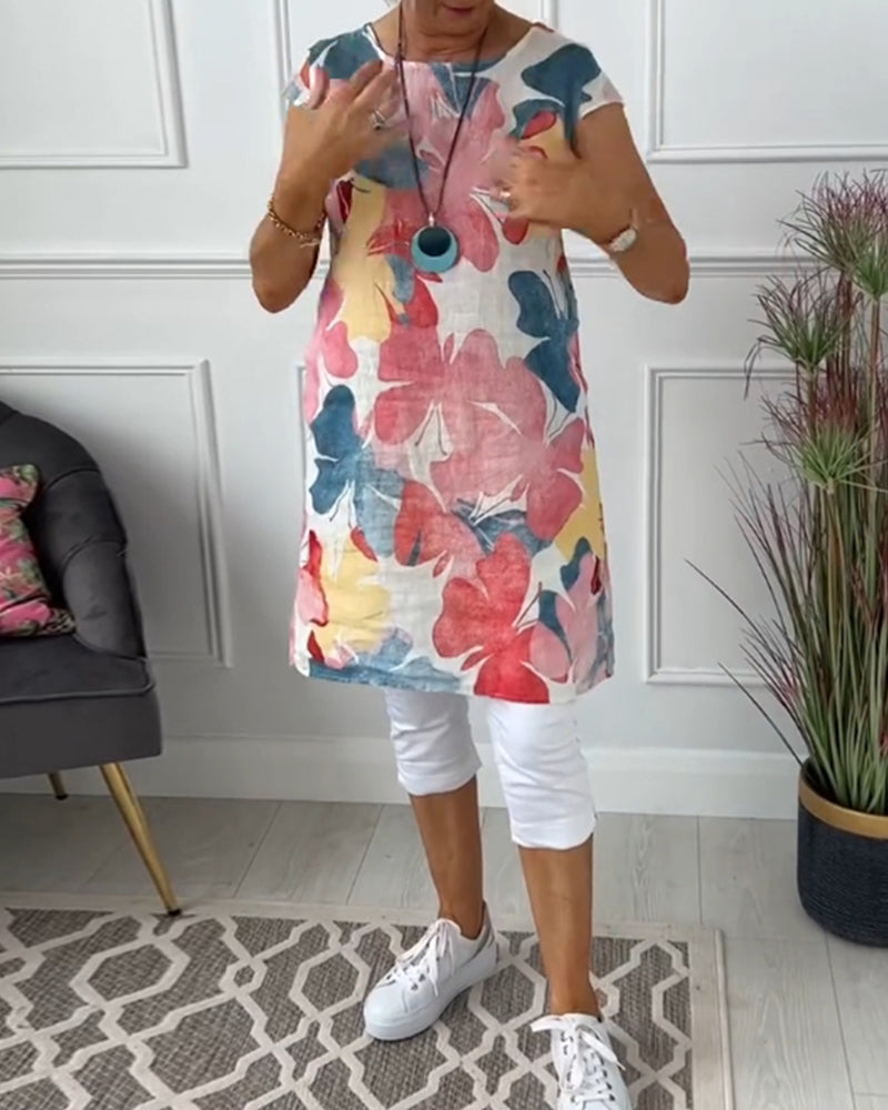 Robe Femme Fluide Imprimée Verte Style Estival Décontracté