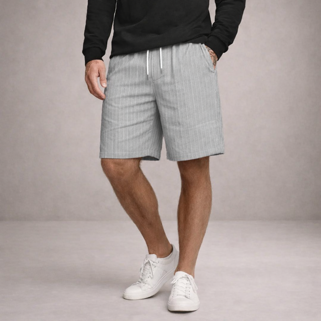 Short homme d’été en lin mélangé avec taille à cordon