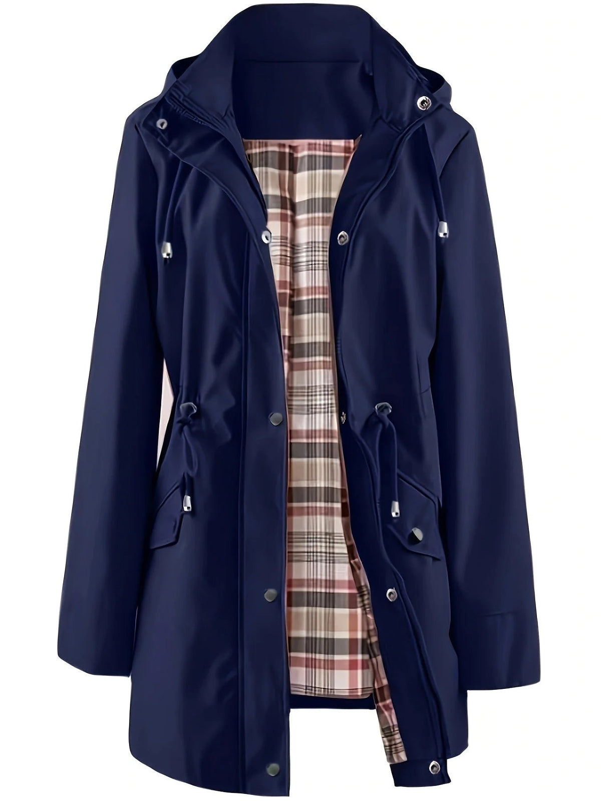 Imperméable femme long à capuche détachable et doublure
