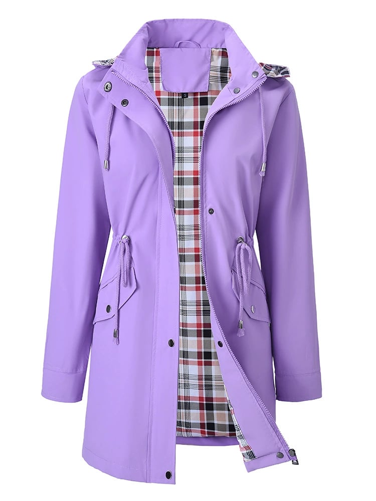 Imperméable femme long à capuche détachable et doublure
