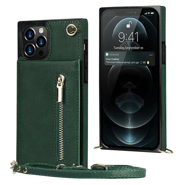 Housse iPhone en cuir avec porte-cartes zippé – Élégante, pratique et sécurisée