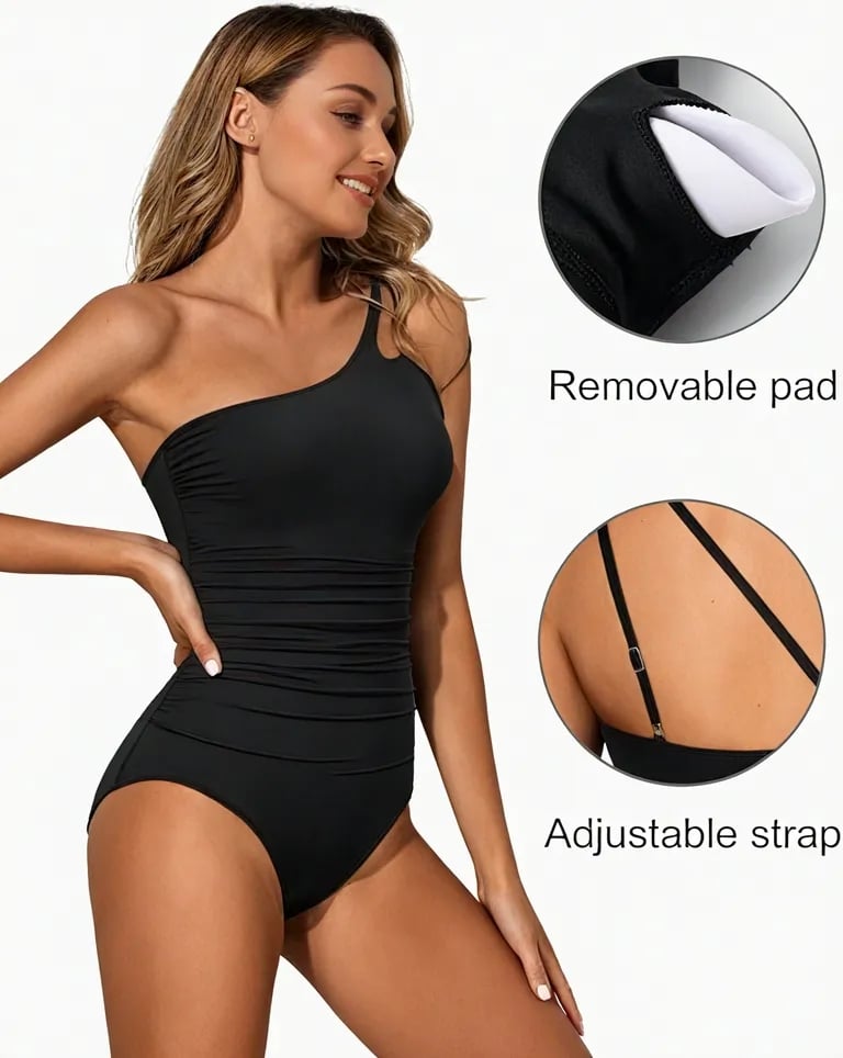 Maillot De Bain Femme Une Épaule Imprimé Tropical Usage Balnéaire