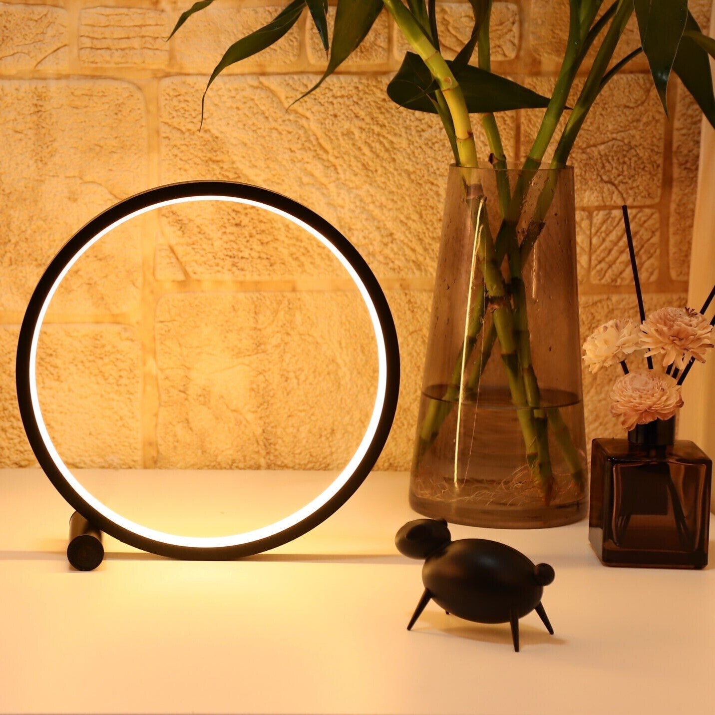 Lampe de chevet LED design halo – Lampe d’ambiance moderne intensité réglable