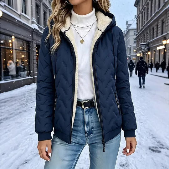 Veste matelassée femme à capuche et doublure polaire