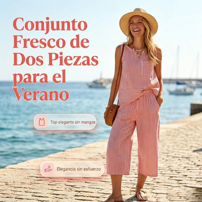 Ensemble deux pièces femme rayé en viscose avec pantalon capri