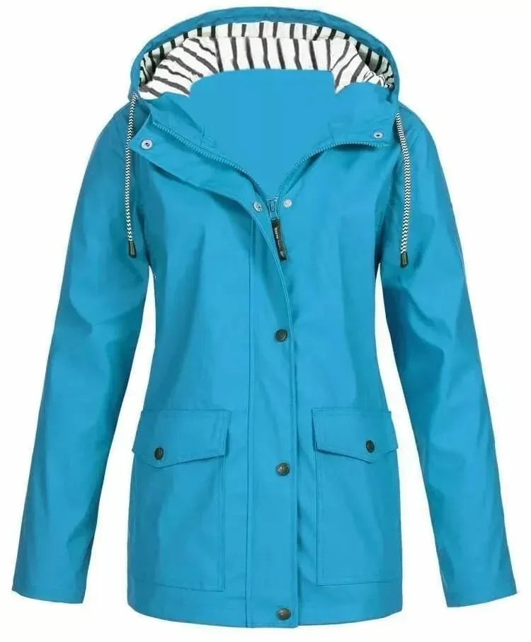 Veste imperméable femme à capuche avec poches pratiques