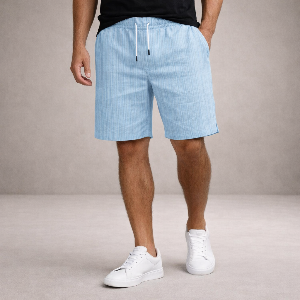 Short homme d’été en lin mélangé avec taille à cordon