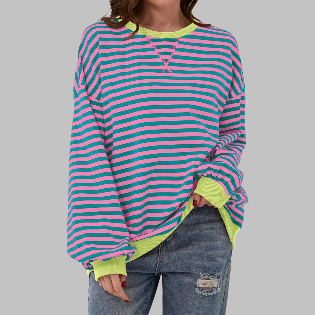 Pull Femme Oversized Rayé Style Décontracté Confortable