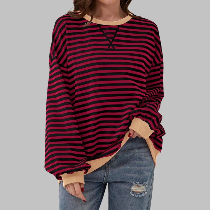 Pull Femme Oversized Rayé Style Décontracté Confortable