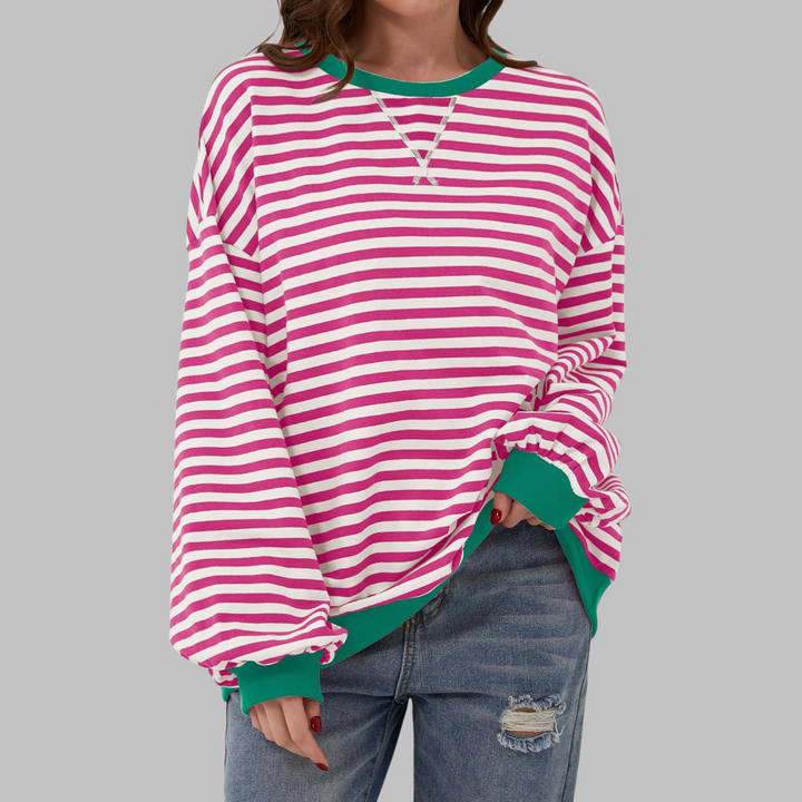 Pull Femme Oversized Rayé Style Décontracté Confortable