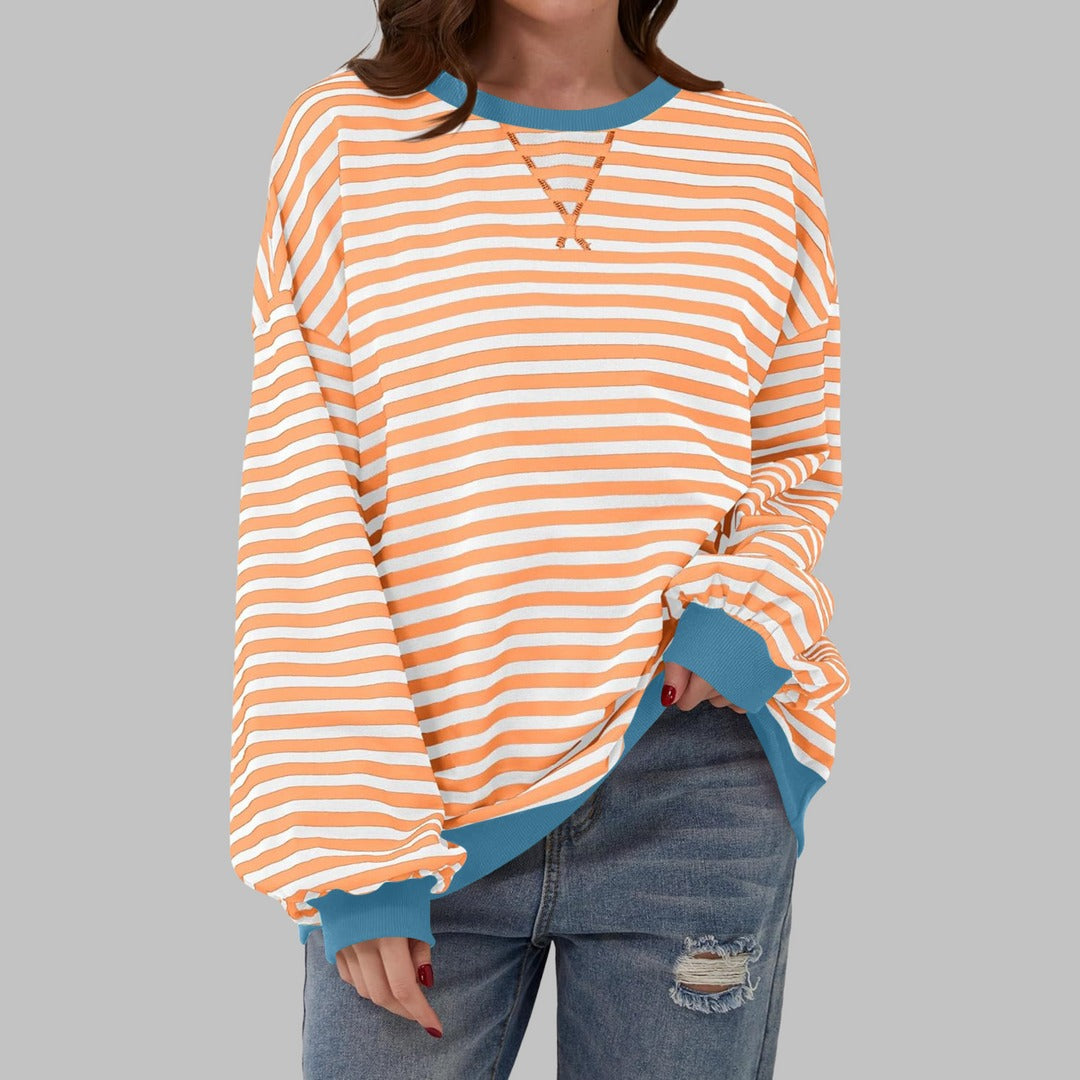 Pull Femme Oversized Rayé Style Décontracté Confortable