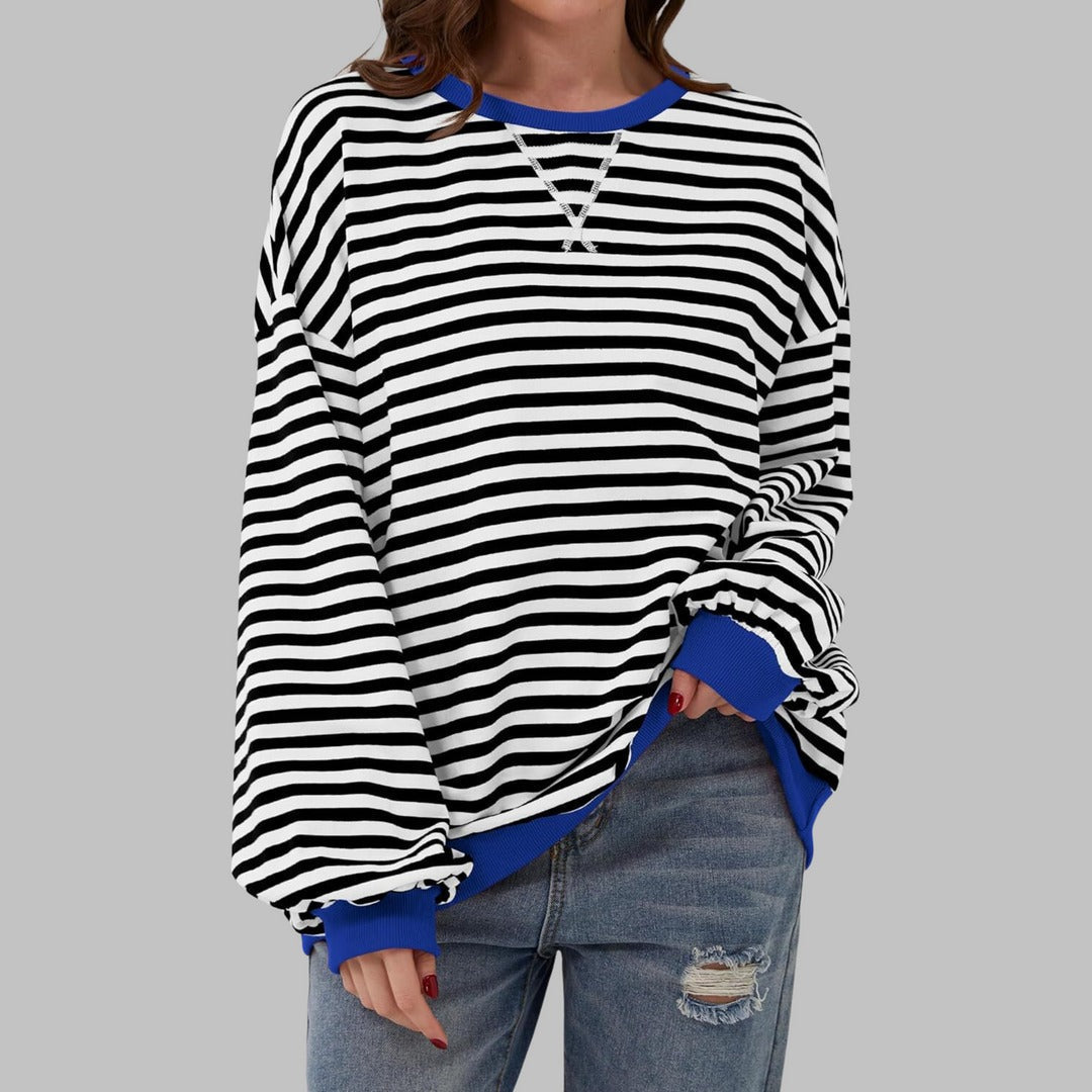 Pull Femme Oversized Rayé Style Décontracté Confortable