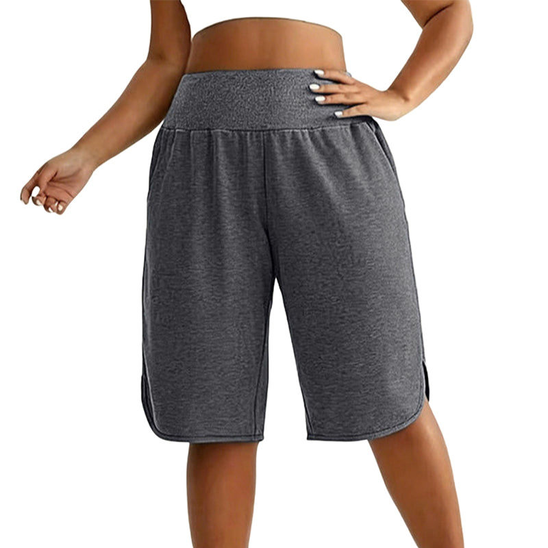 Short femme taille haute ample longueur genou