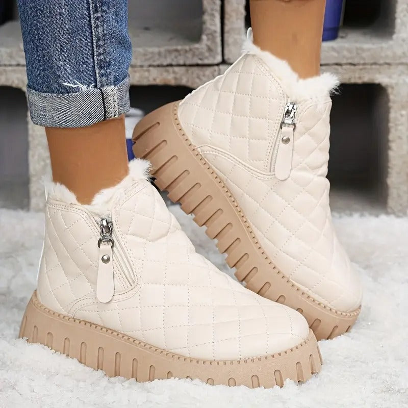 Bottes d’Hiver Femme en Cuir – Confort et Stabilité