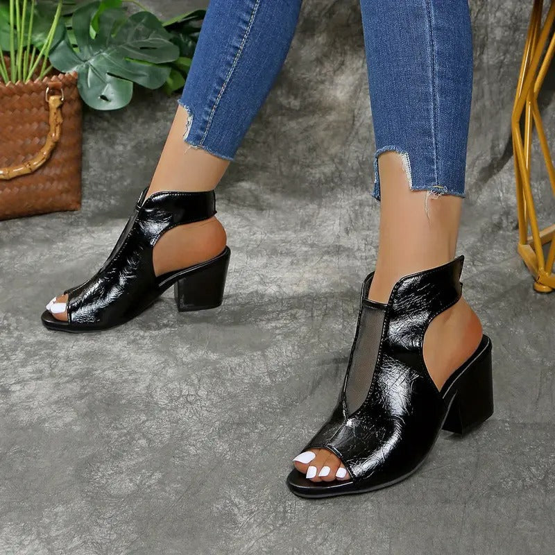 Sandales femme à talon compensé avec bout ouvert