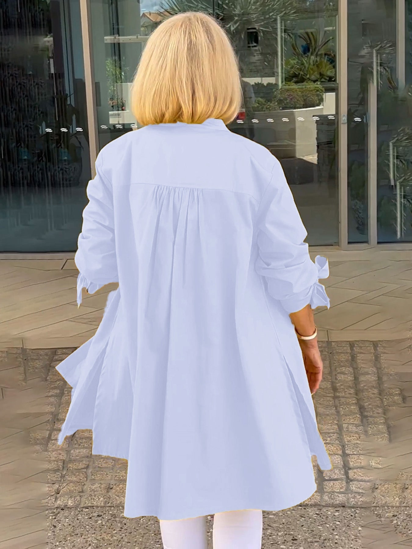 Veste Chemise Longue Femme en Coton Boutonnée Élégante
