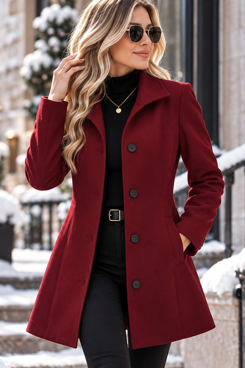 Manteau cintré femme à col classique et boutons