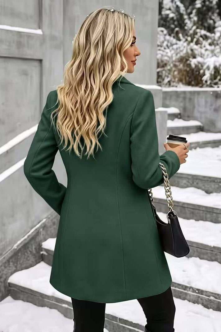 Manteau cintré femme à col classique et boutons