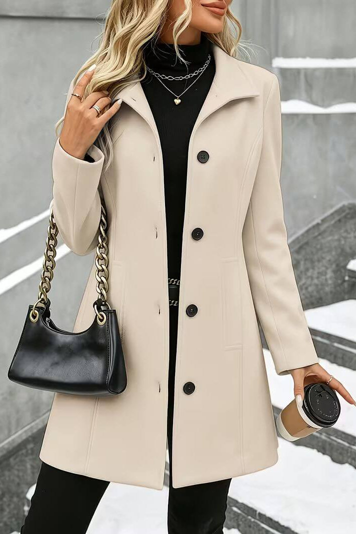 Manteau cintré femme à col classique et boutons