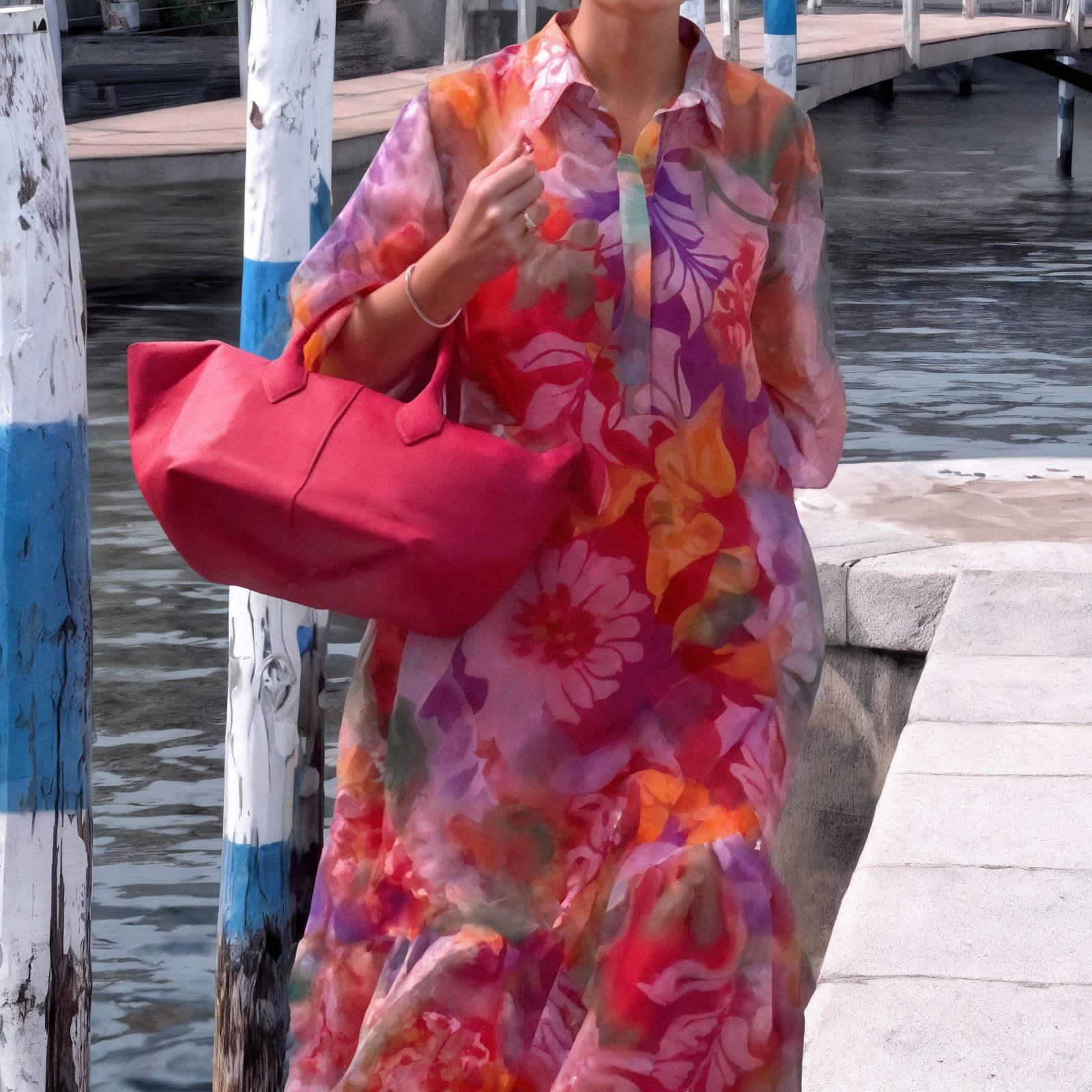 Robe Femme Longue Chiffon Fluide Imprimée Été Confort Élégant