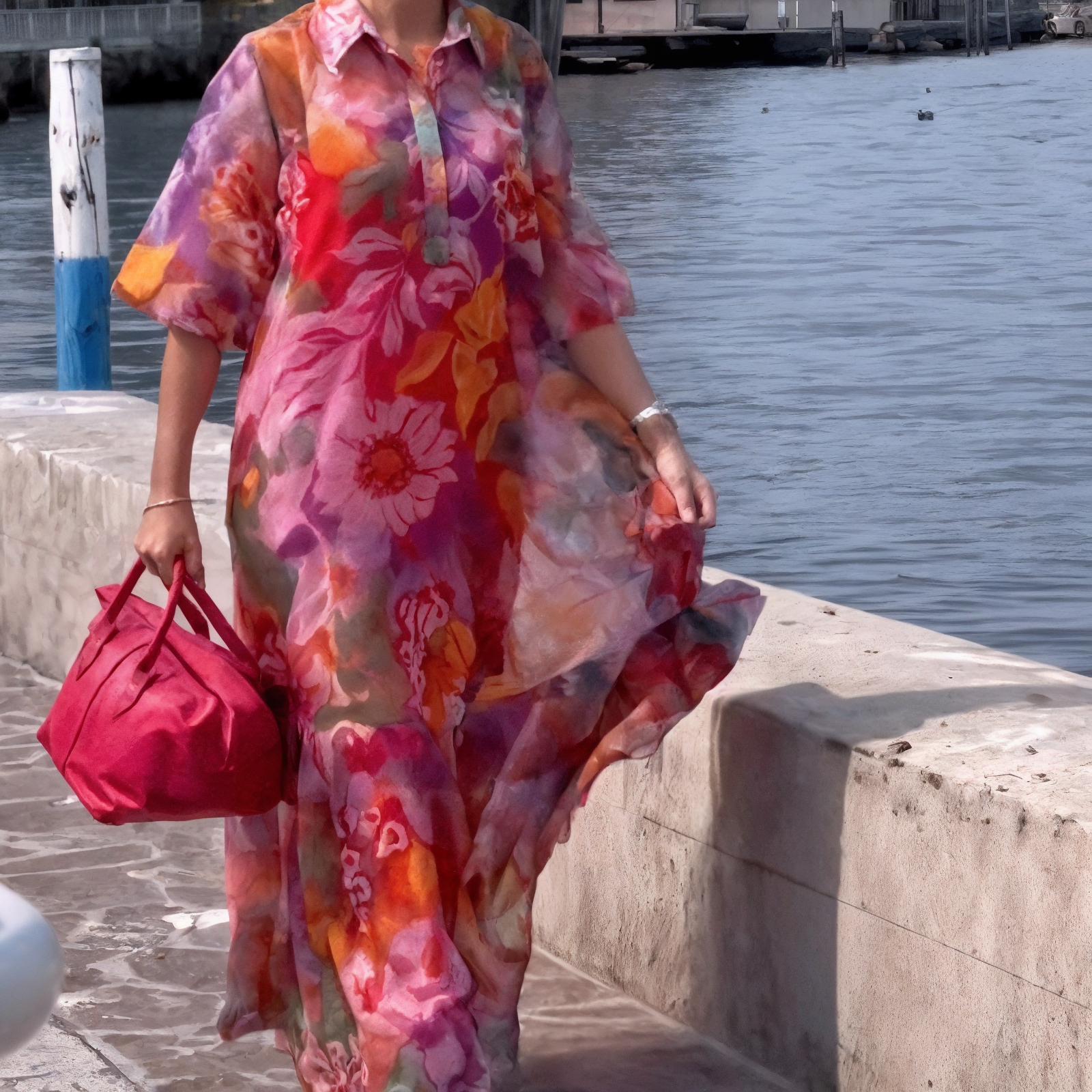 Robe Femme Longue Chiffon Fluide Imprimée Été Confort Élégant