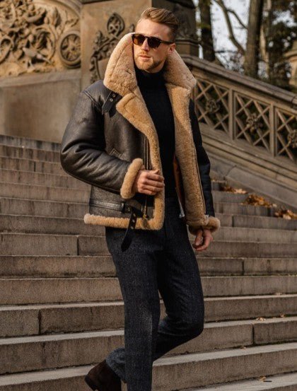Veste en cuir d’agneau pour homme – élégance hivernale, coupe structurée et confort premium