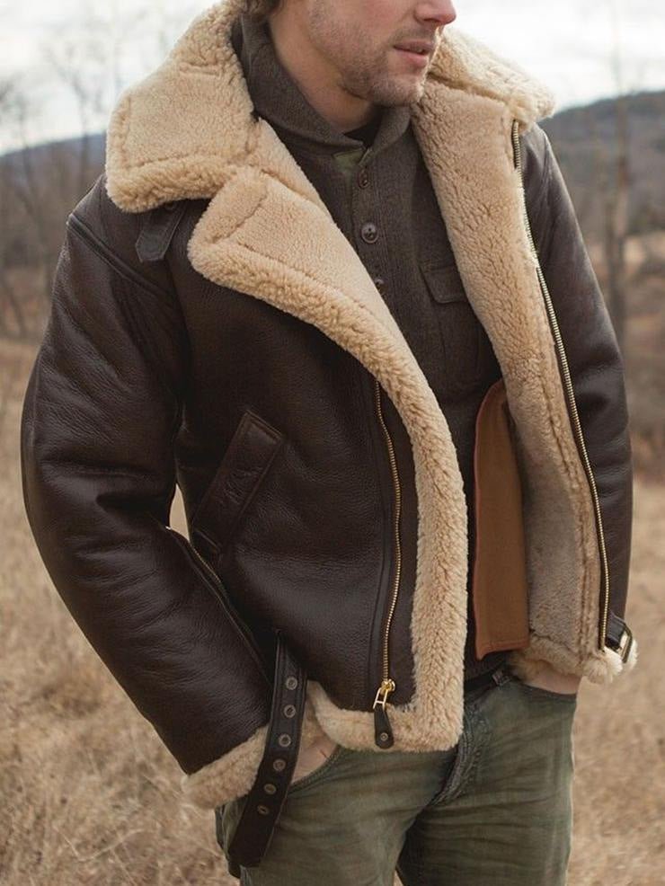 Veste en cuir d’agneau pour homme – élégance hivernale, coupe structurée et confort premium