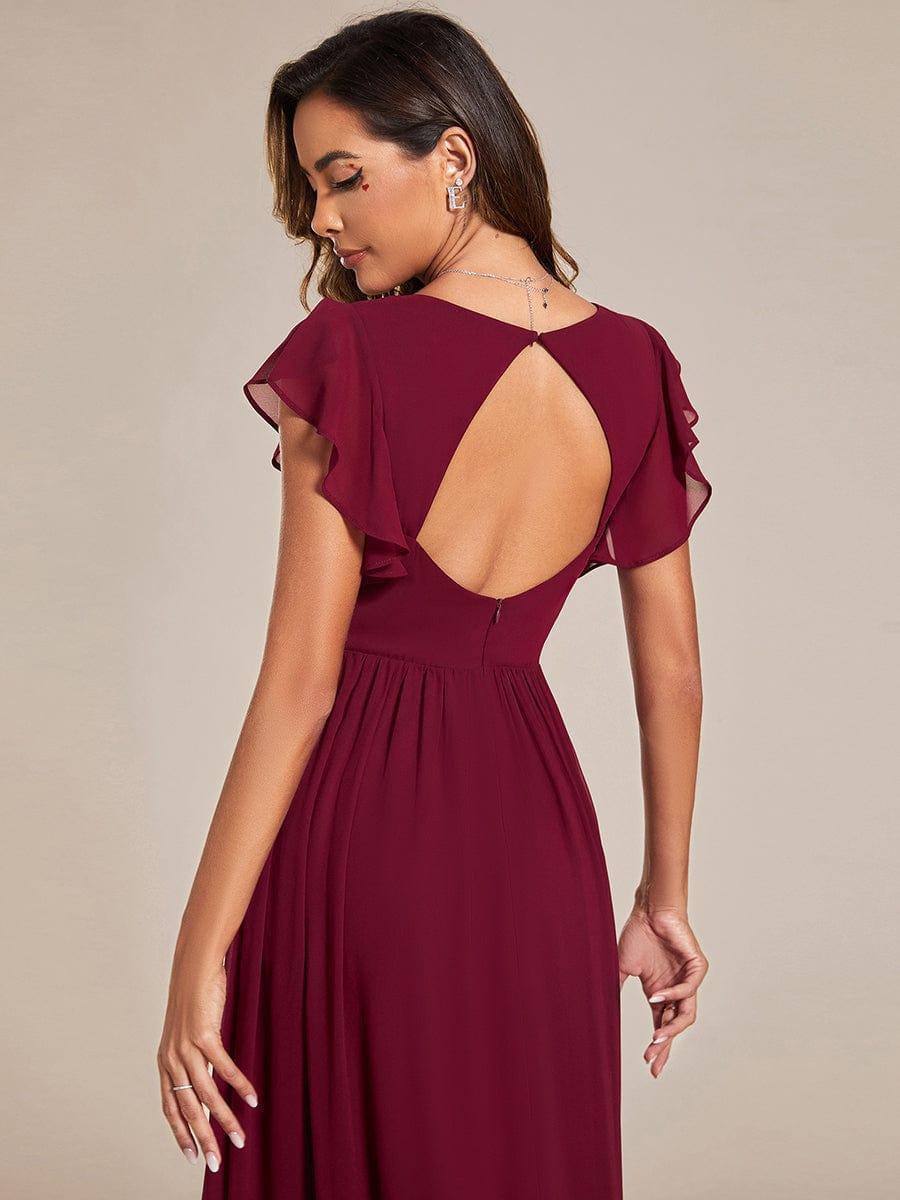 Robe Demoiselle d’Honneur Longue en Mousseline Dos Ouvert Élégant