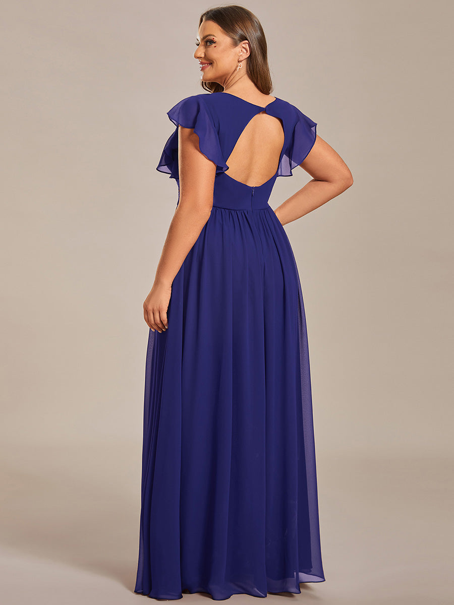 Robe Demoiselle d’Honneur Longue en Mousseline Dos Ouvert Élégant