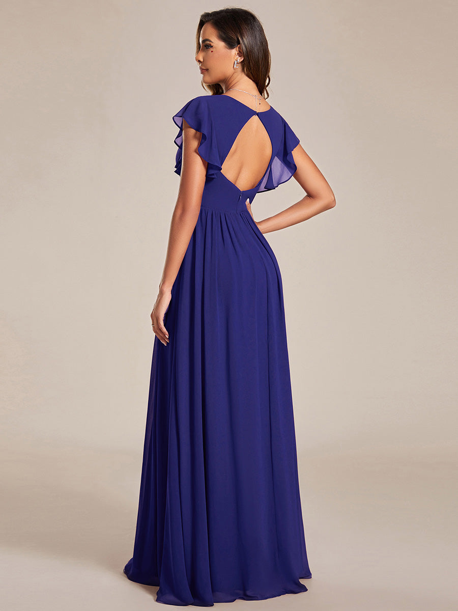 Robe Demoiselle d’Honneur Longue en Mousseline Dos Ouvert Élégant