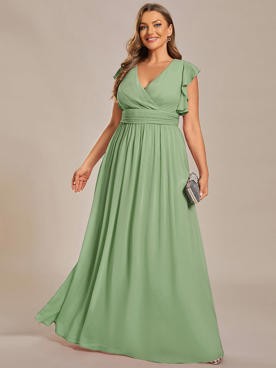 Robe Demoiselle d’Honneur Longue en Mousseline Dos Ouvert Élégant
